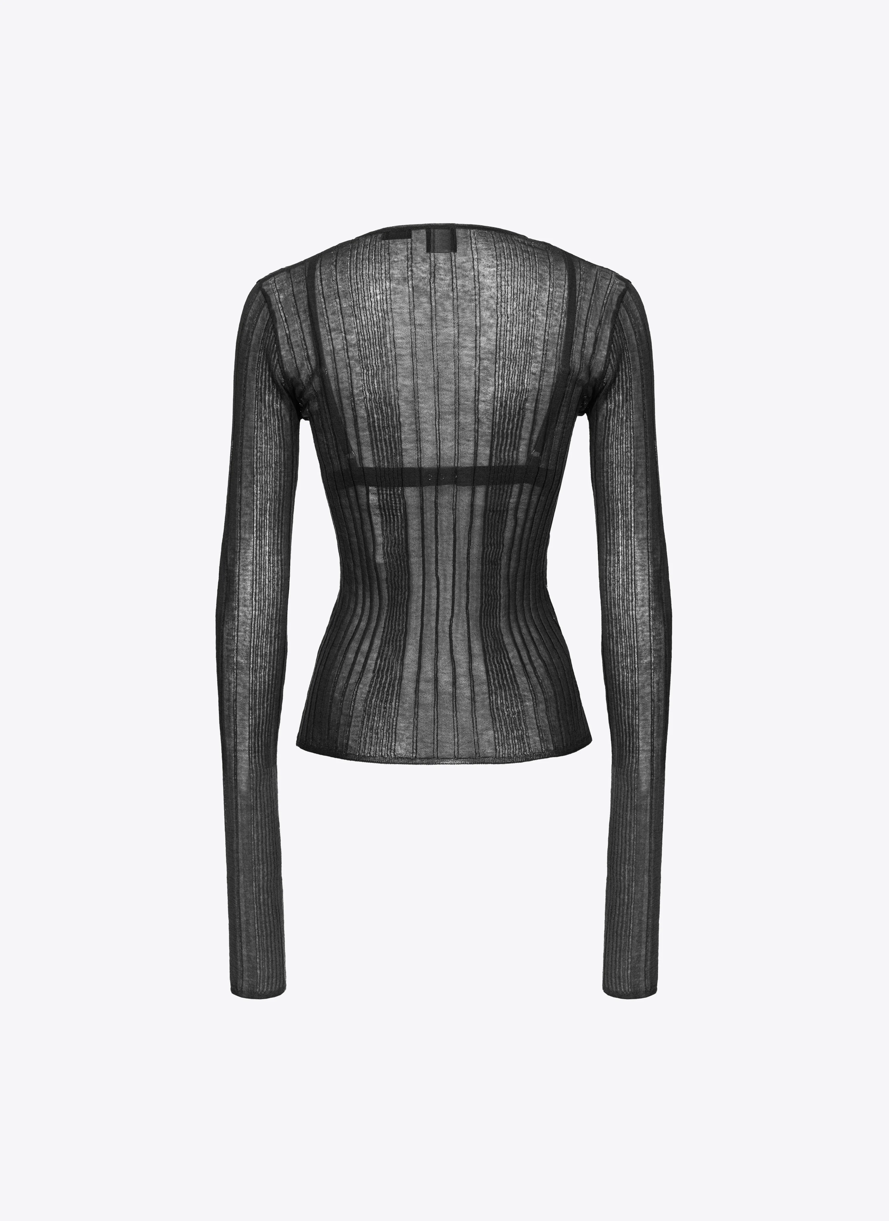 Pull semi-transparent côtelé | Noir