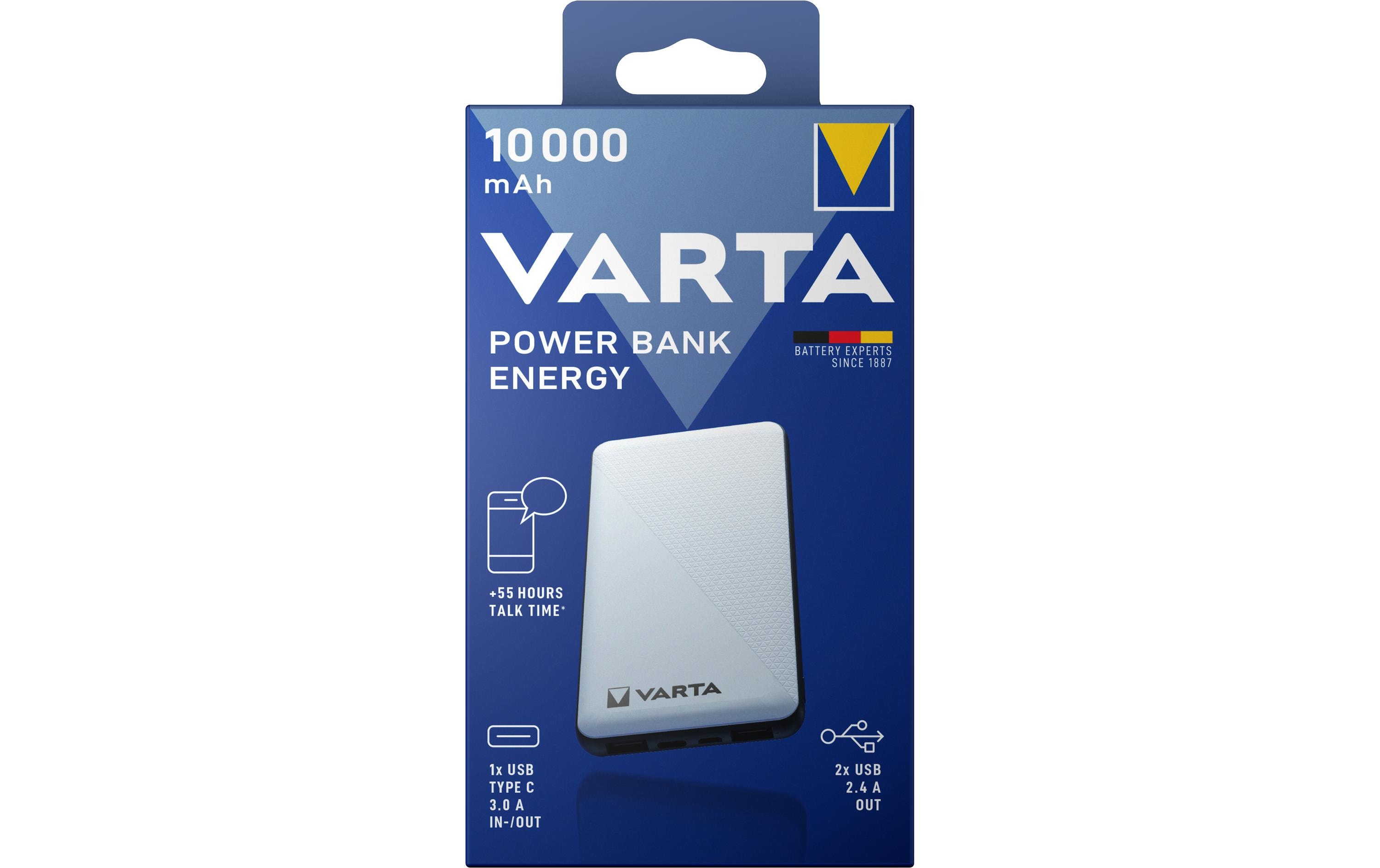 Powerbank Energy 10000 mAhMobiler Zusatzakku mit drei Ladeanschlüssen und Pass-Through Charging