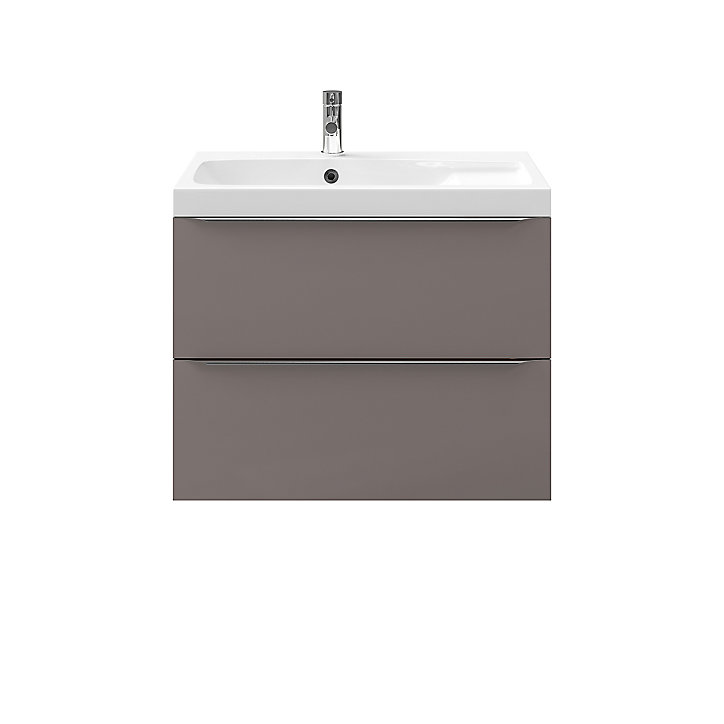 Meuble sous vasque à suspendre GoodHome Imandra gris taupé 80 cm + plan vasque Mila