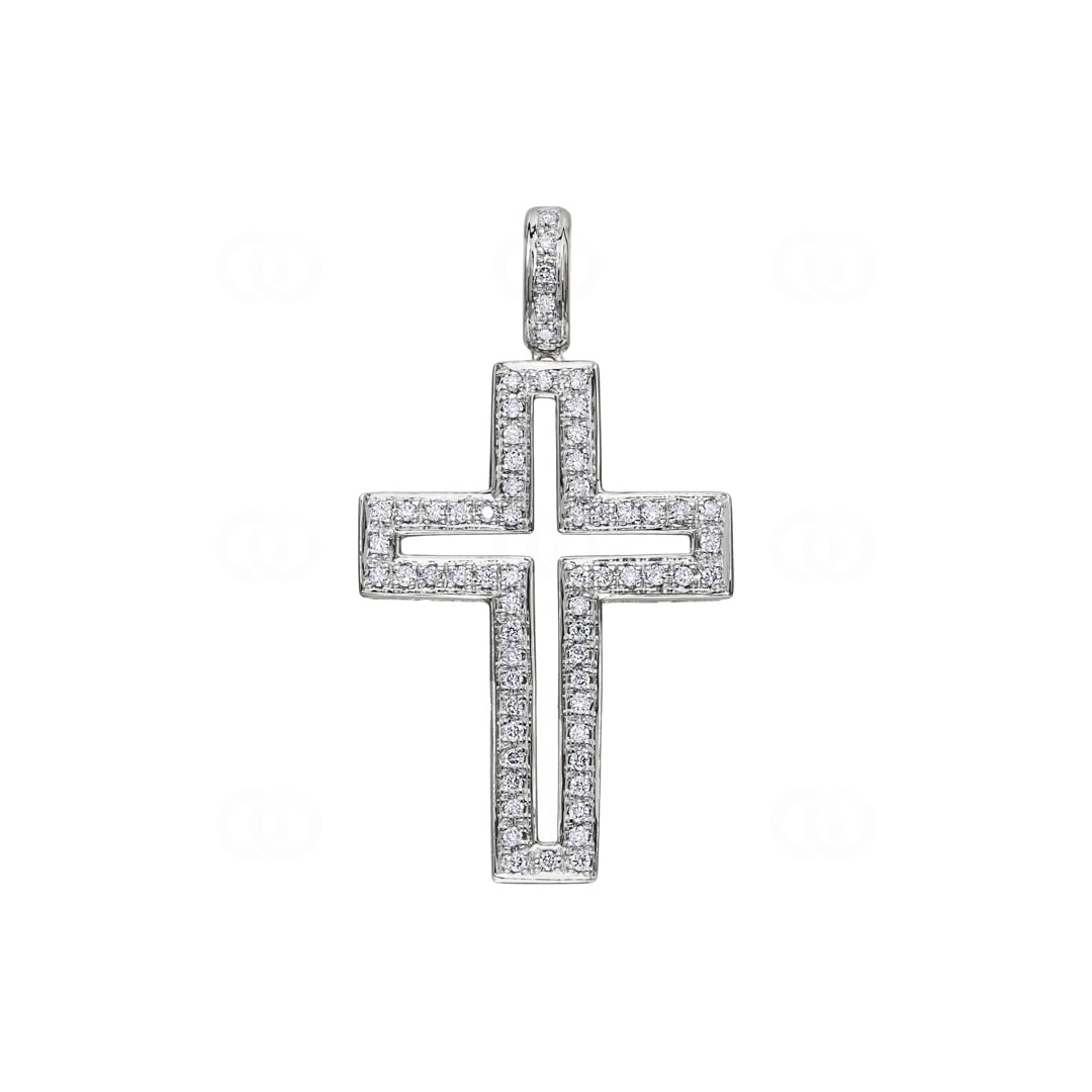 Kreuzanhänger 750/18 K Weissgold mit Diamanten 0.44 ct H/si