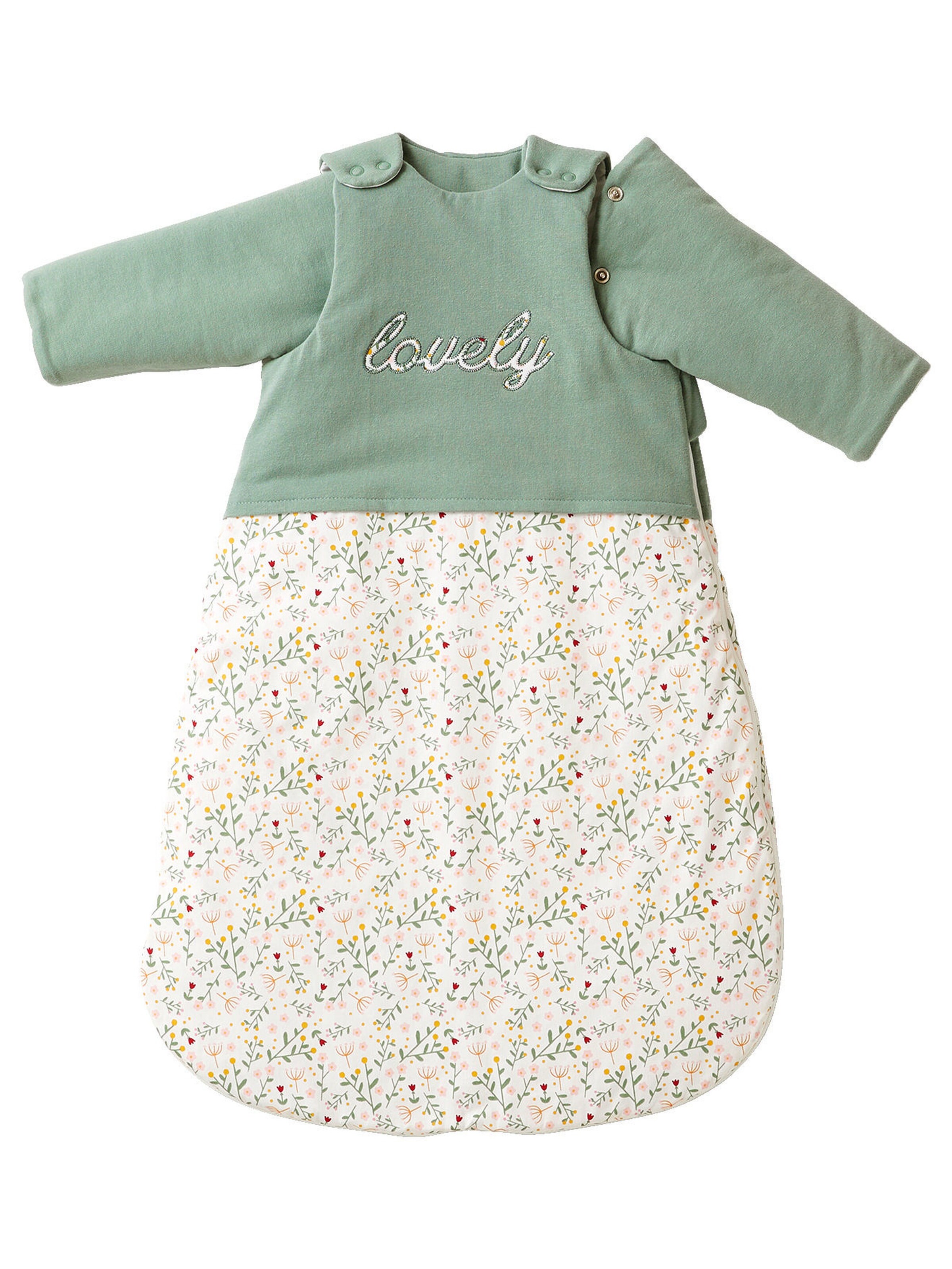 Vertbaudet Baby Winterschlafsack BLUMENZAUBER, Ärmel abnehmbar grün