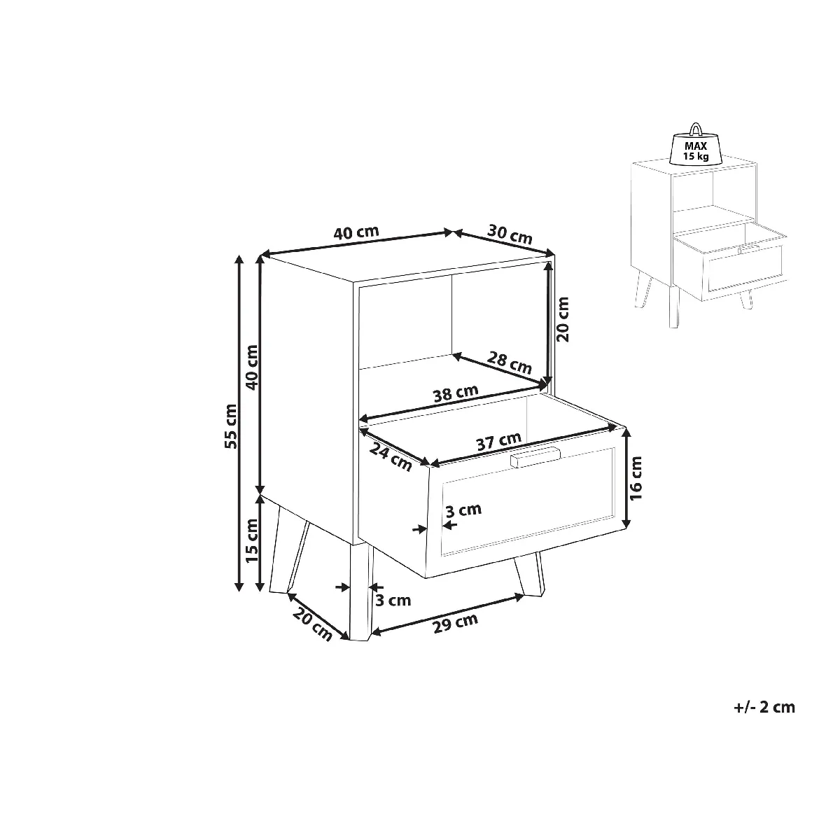 BELIANI Table de chevet SENEY - Bois clair