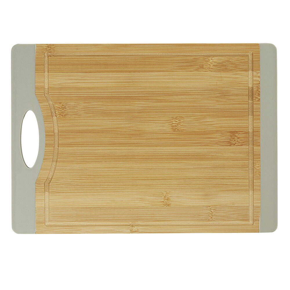 Planche à découper bambou bord silicone gris