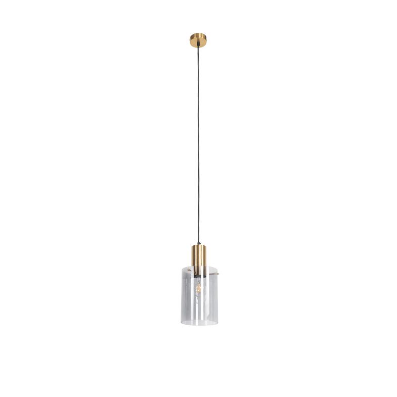 Vintage hanglamp messing met smoke glas - Vidra