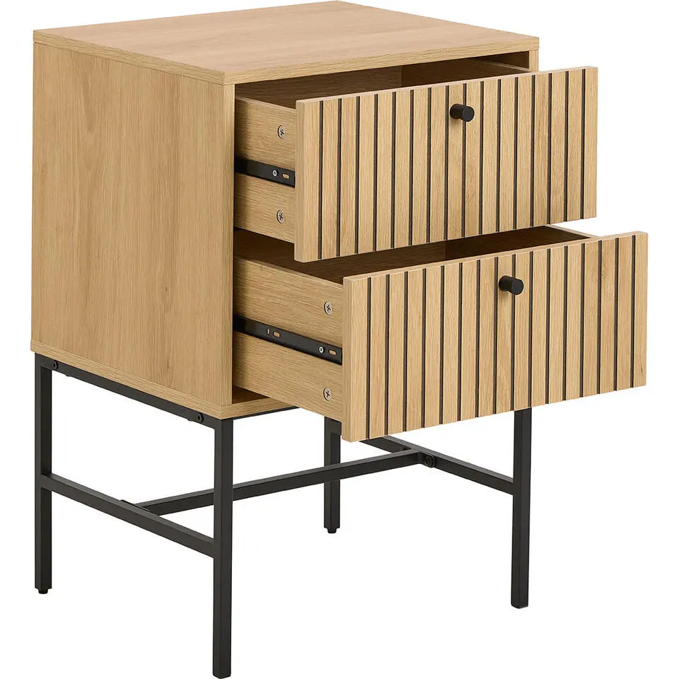 Hioshop Dylan nachtkastje 2 lades natuur