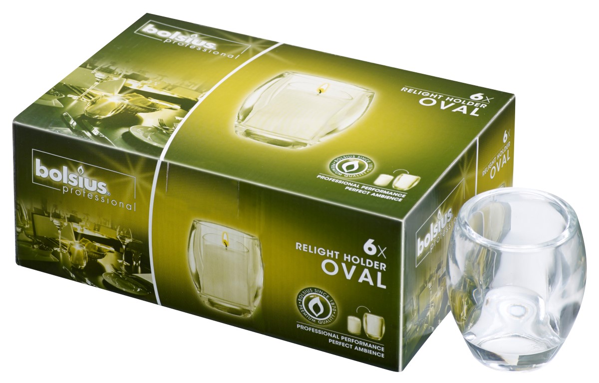 Bolsius Horeca Relight Houder 100/84 Oval Transparant (6 stuks)