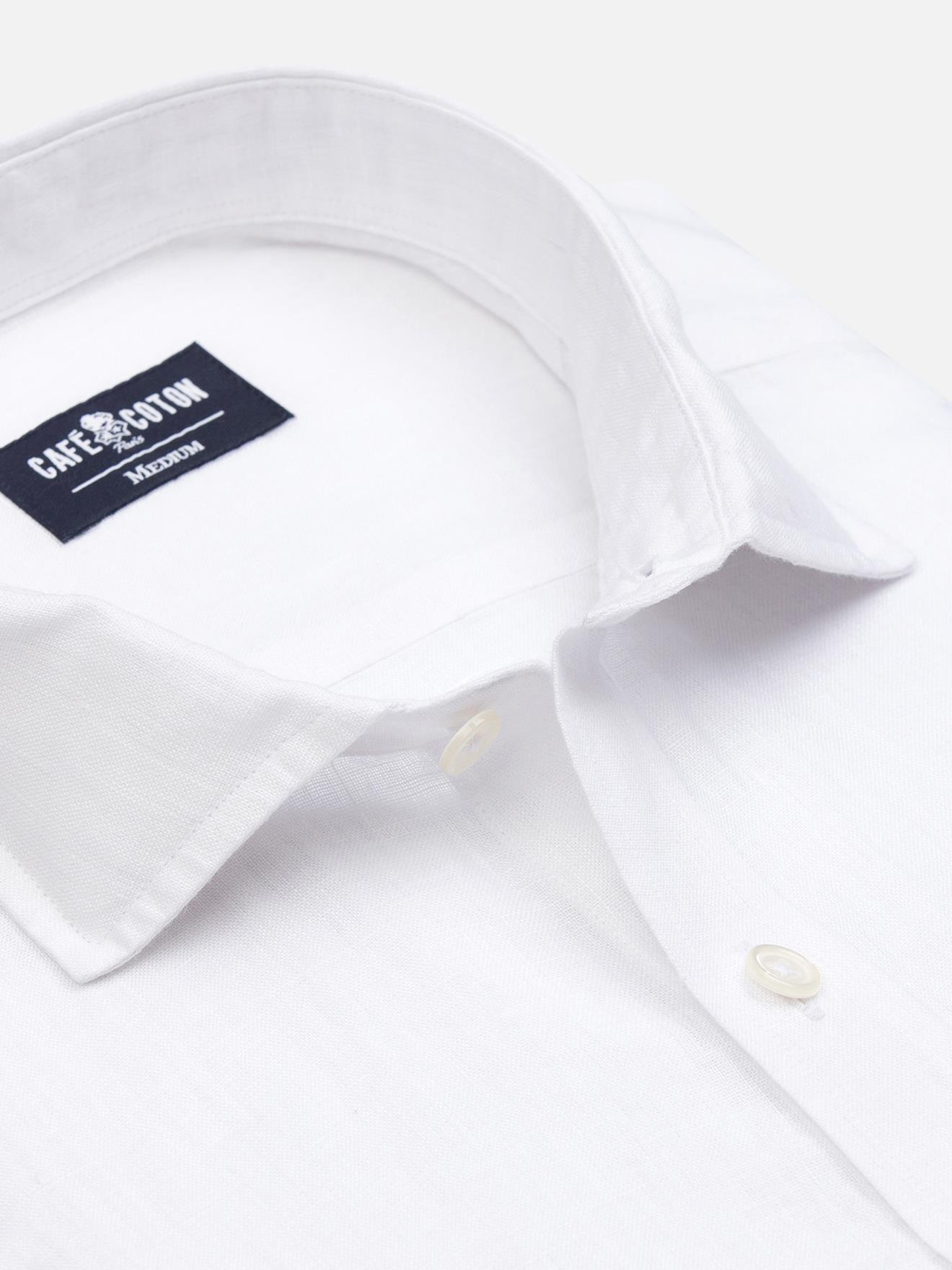 Chemise cintrée Olaf en lin blanc