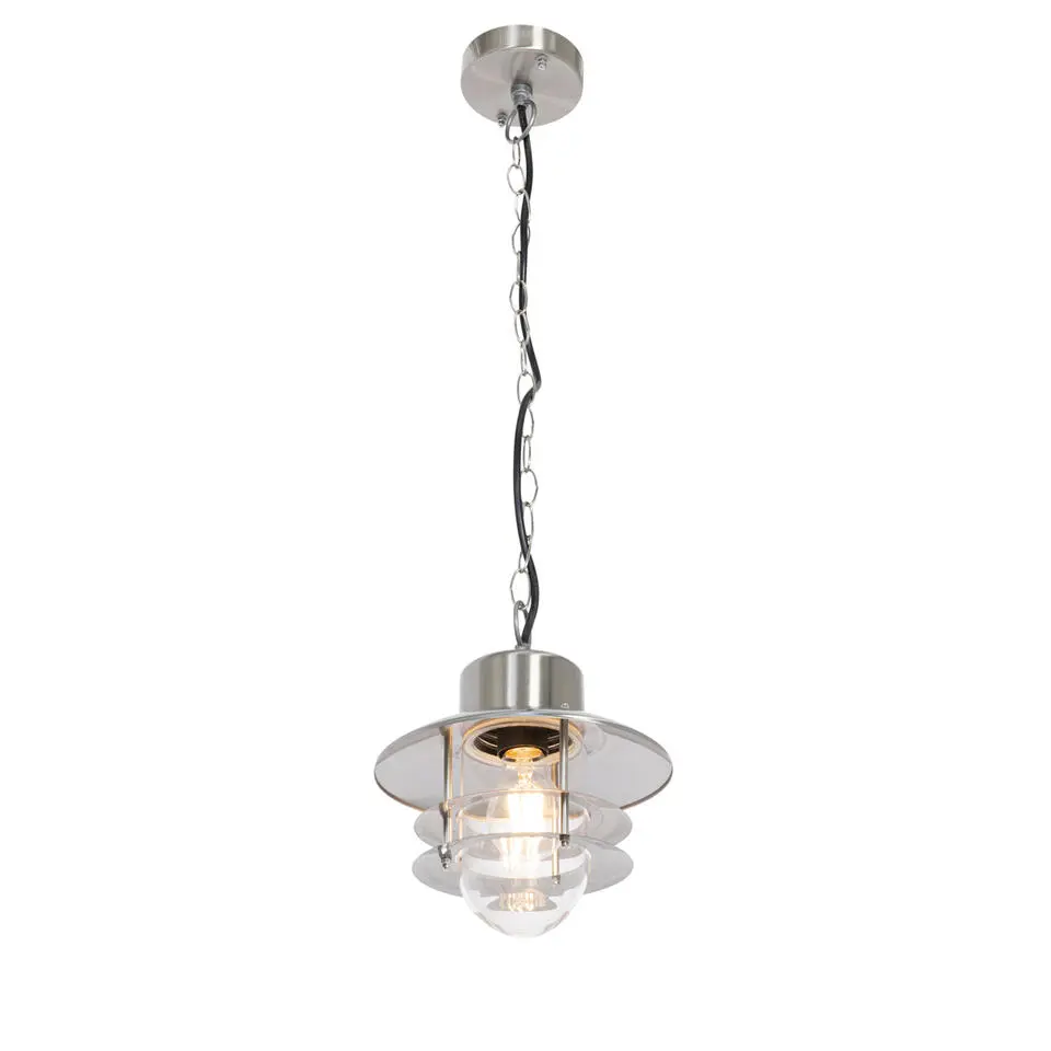 Qazqa hanglampen buiten shell zilverkleurig e27