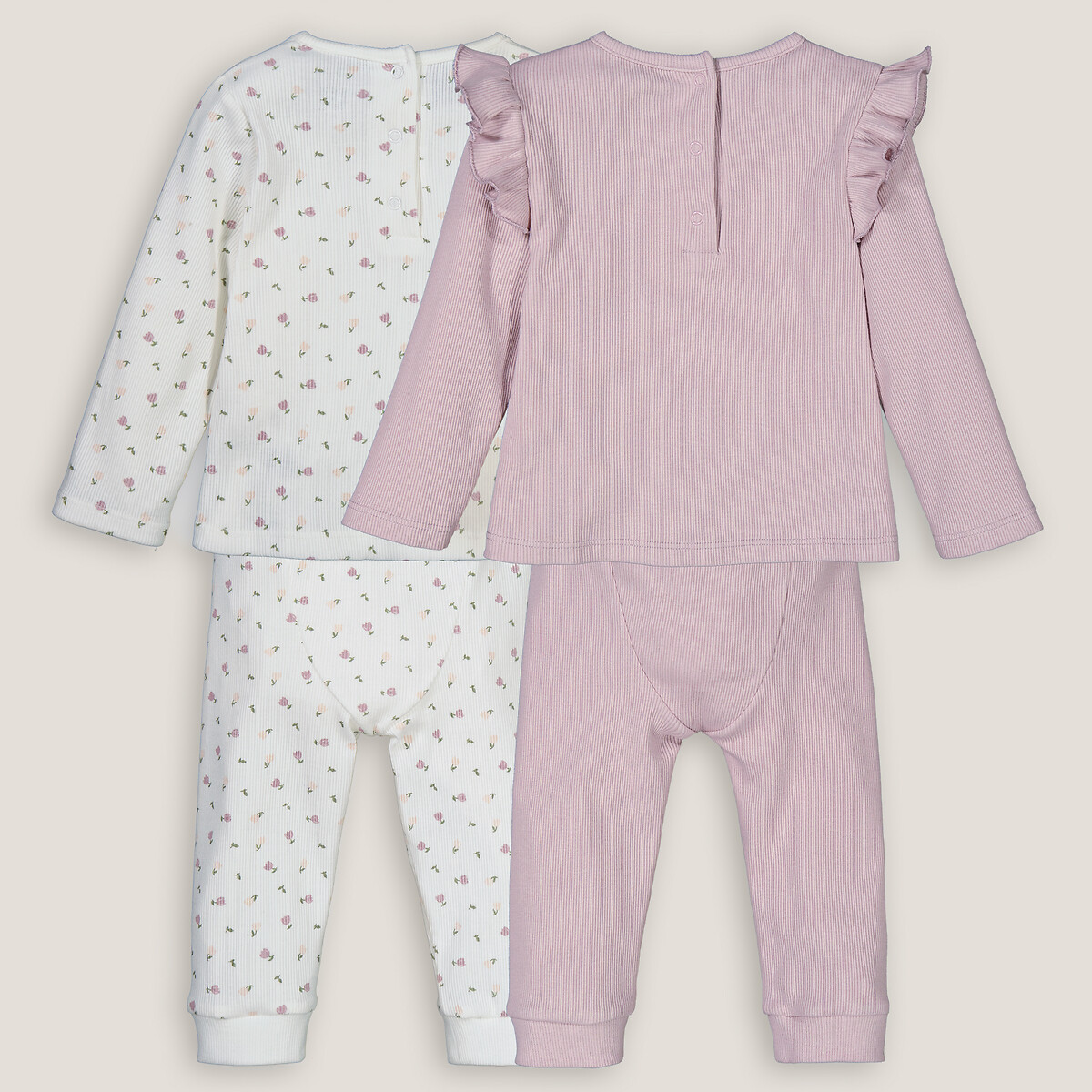 COLEÇÃO LA REDOUTE<br>Conjunto de 2 pijamas canelados, 2 peças