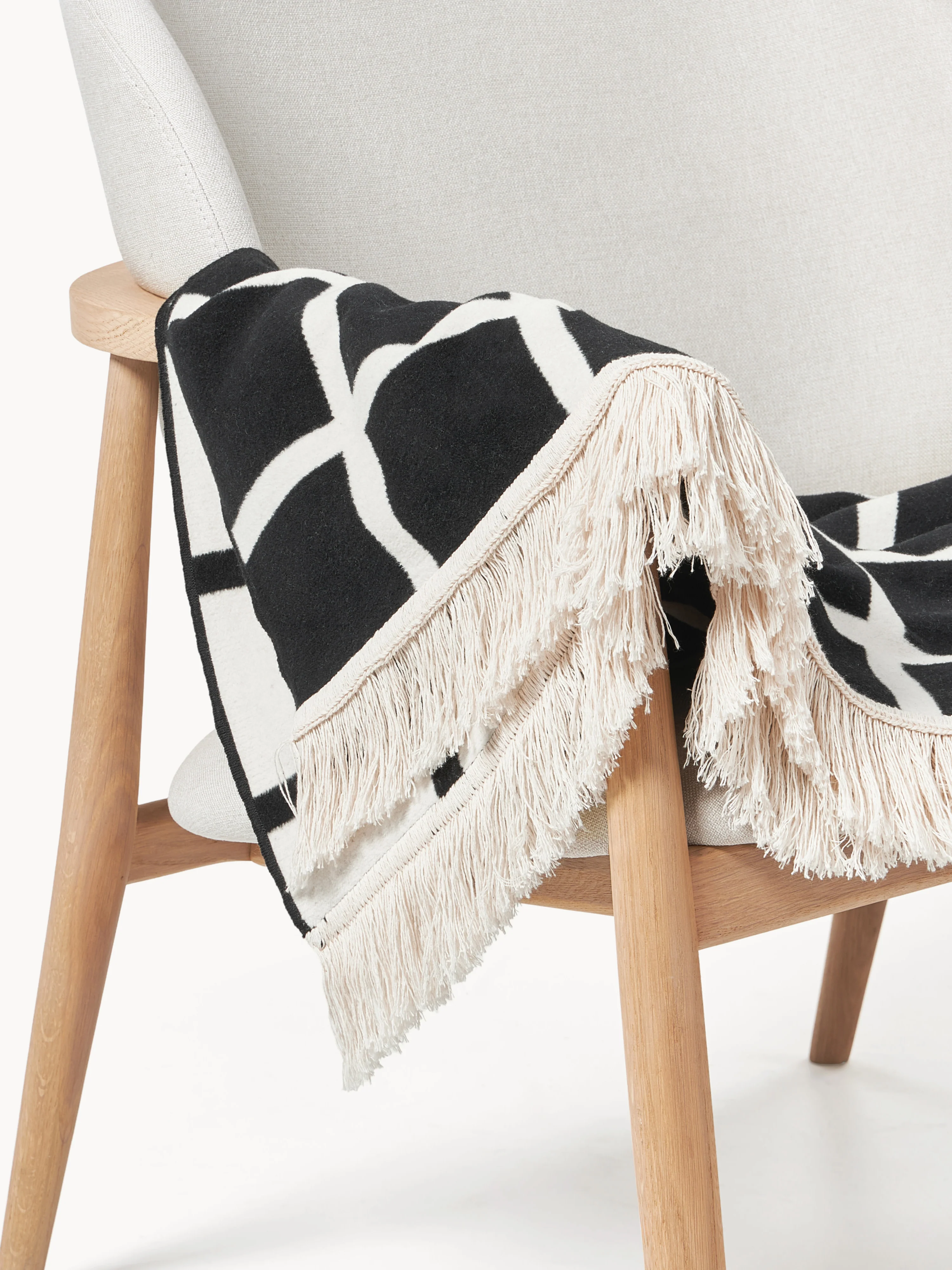 Zachte geruite plaid Edison met franjes