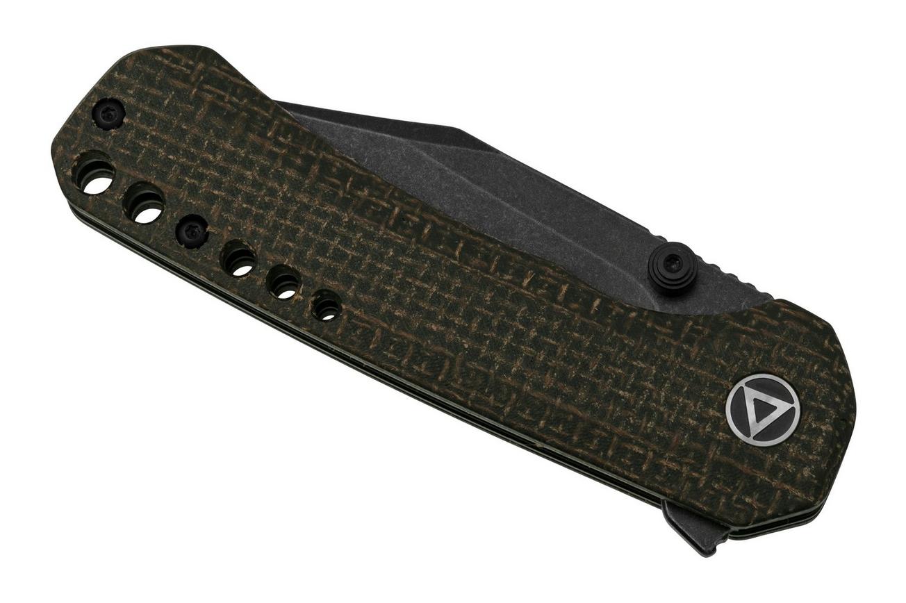 QSP Knife Kestrel QS145-A2 Blackwashed, Brown Micarta, zakmes