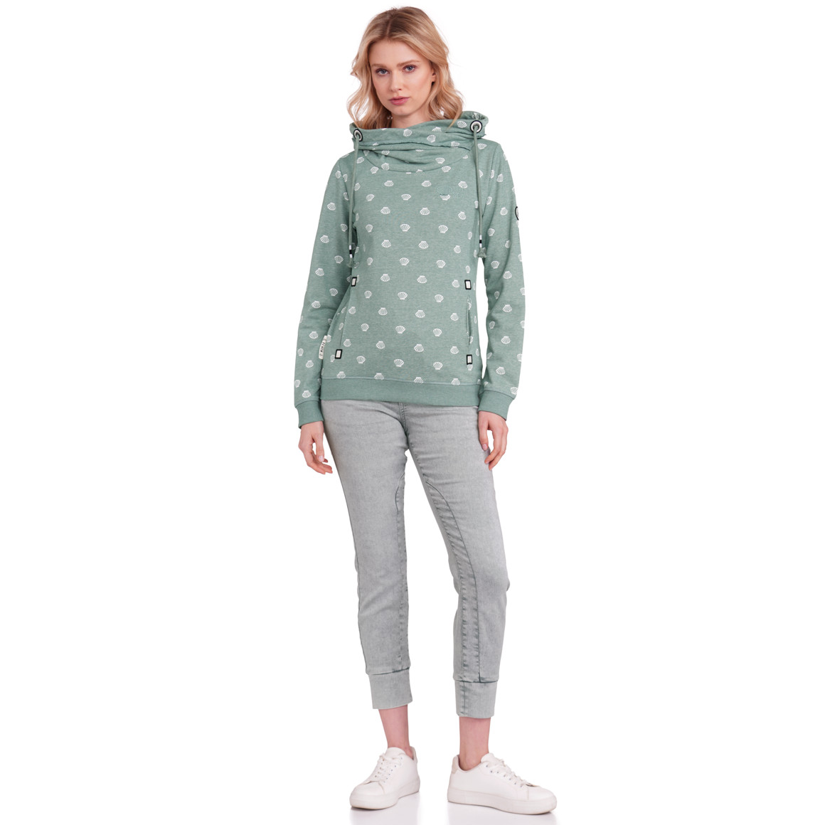 Gina Damen Jeggings mit Elastikbund hellgrau