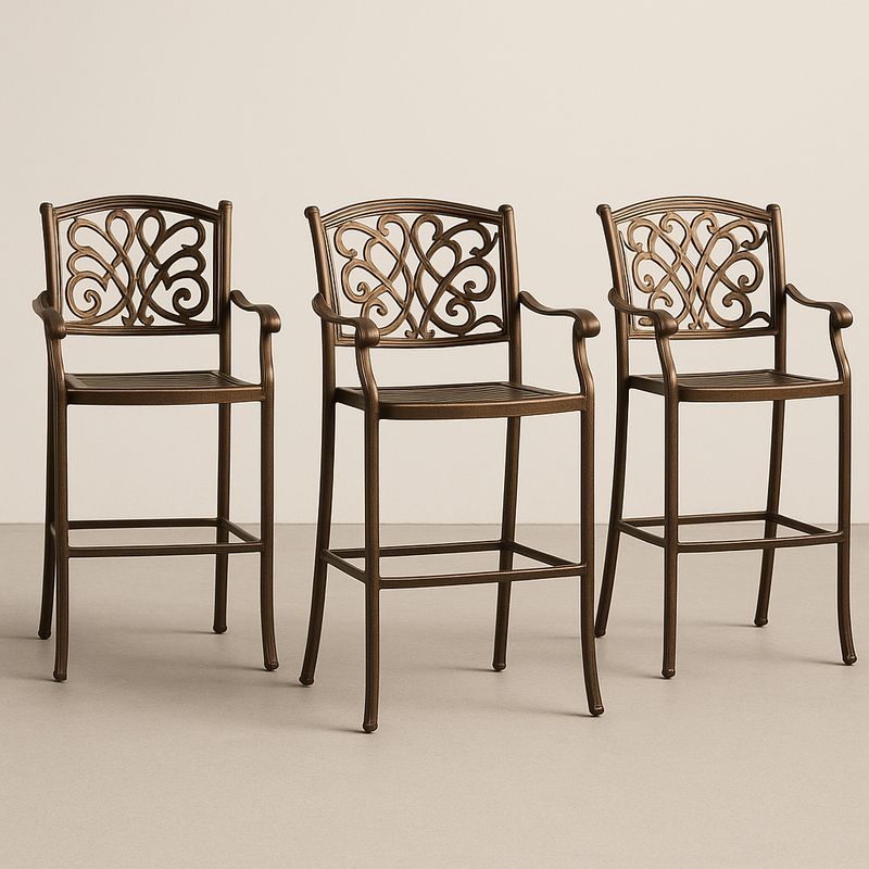 3er Set Barhocker Aluminium Bronze