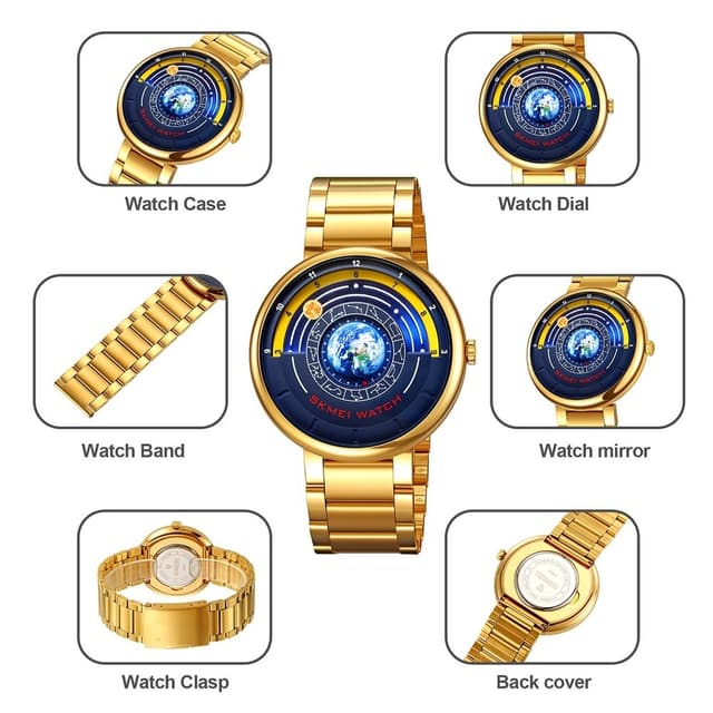 SKMEI Quartz Armbåndsur 30M Vandtæt Stålrem Rundt Armbåndsur