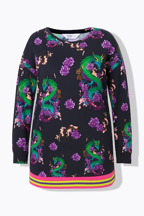 Sweatshirt, oversized, Drachen-Muster