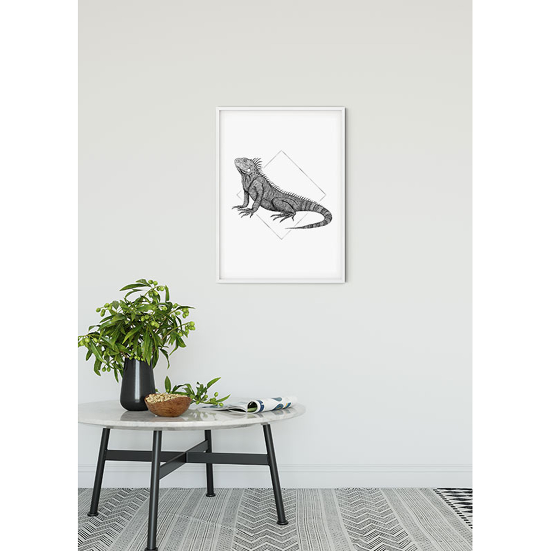 Wandbild IGUANA WHITE - schwarz-weiß - 50x70 cm
