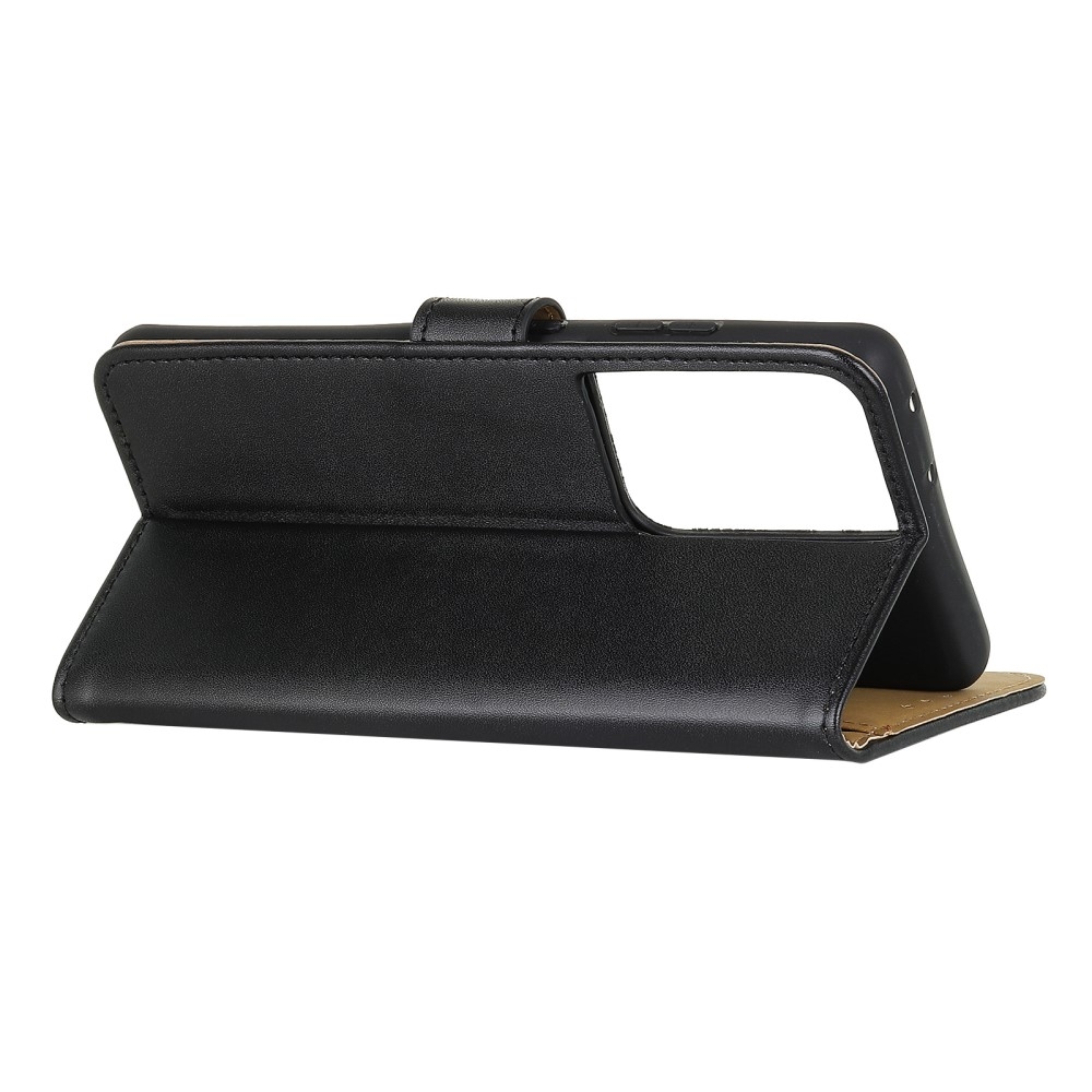 Samsung Galaxy S21 Ultra 5G Leder Tasche Flip Cover mit Kartenfächer - Schwarz