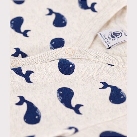Combinaison courte en coton   Beige Montélimar / Bleu Médiéval        de               Petit Bateau