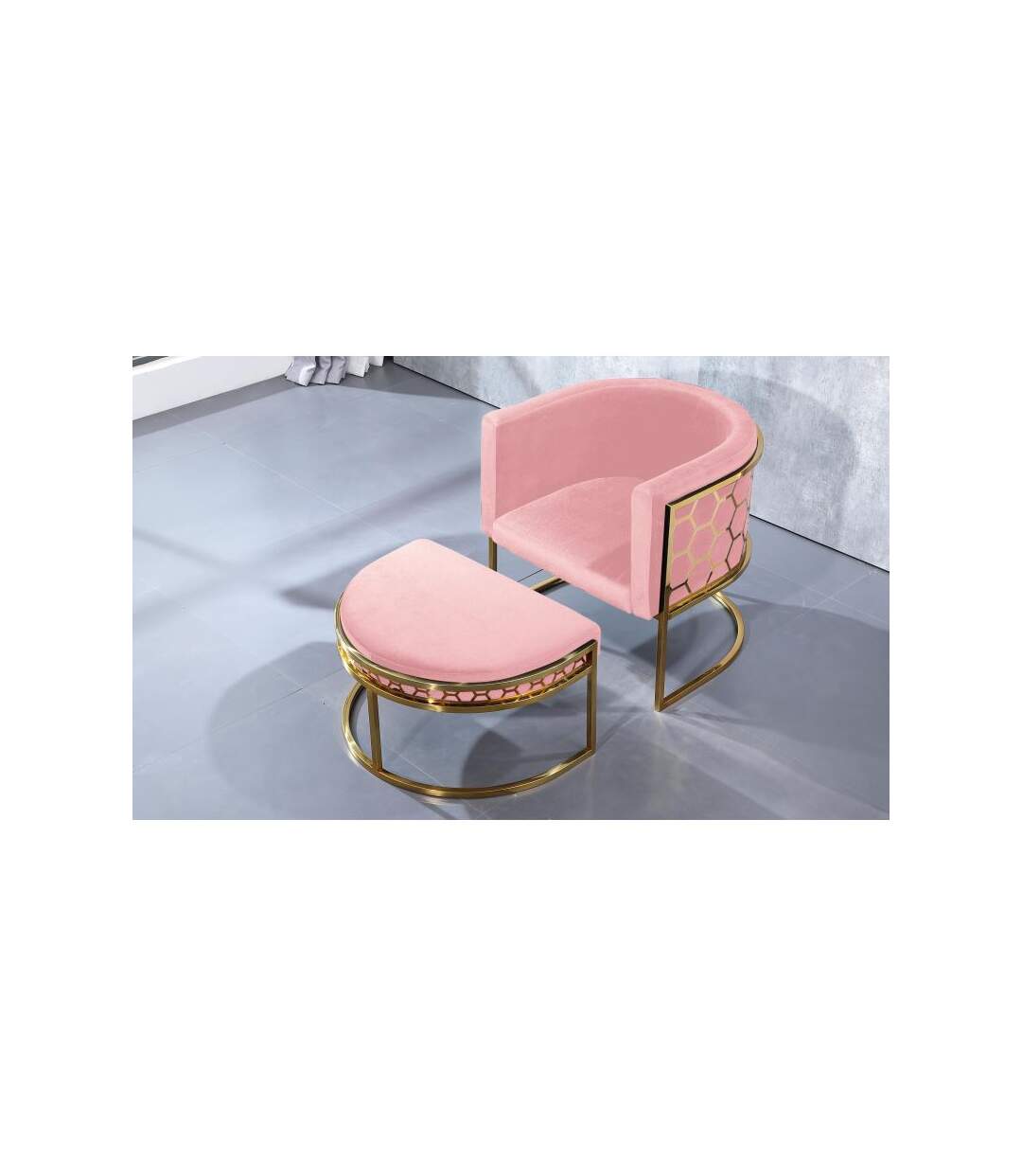 Paris Prix - Pouf Design En Velours honey 75cm Rose