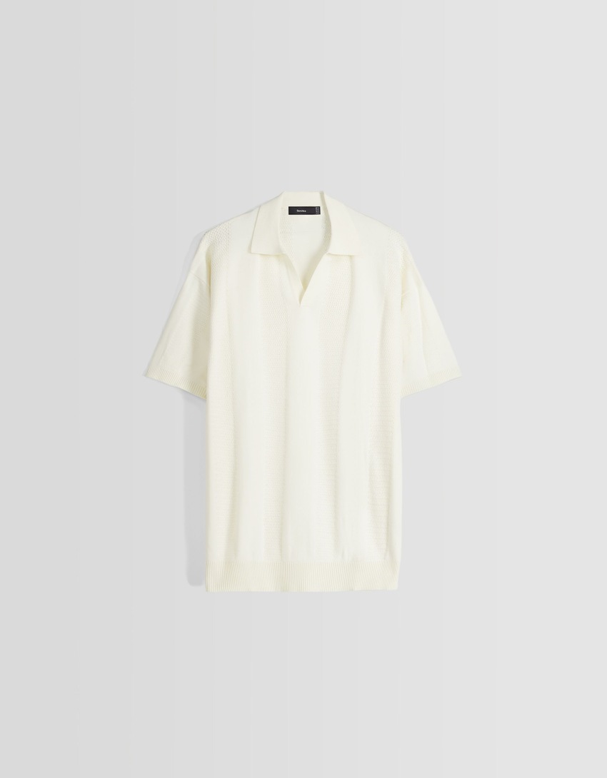 Camisa polo de manga curta com malha aberta