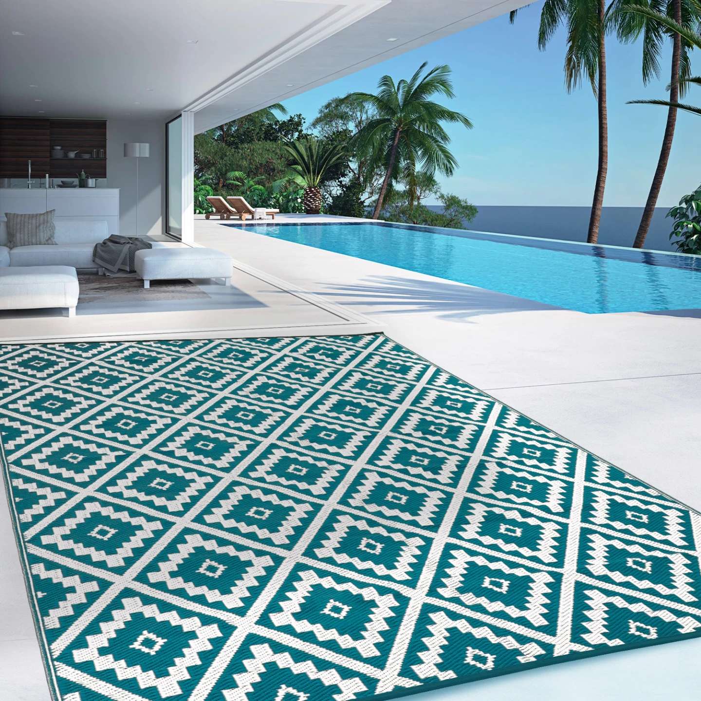 Tapis extérieur BAHAMAS bleu canard 180 x 280 CM