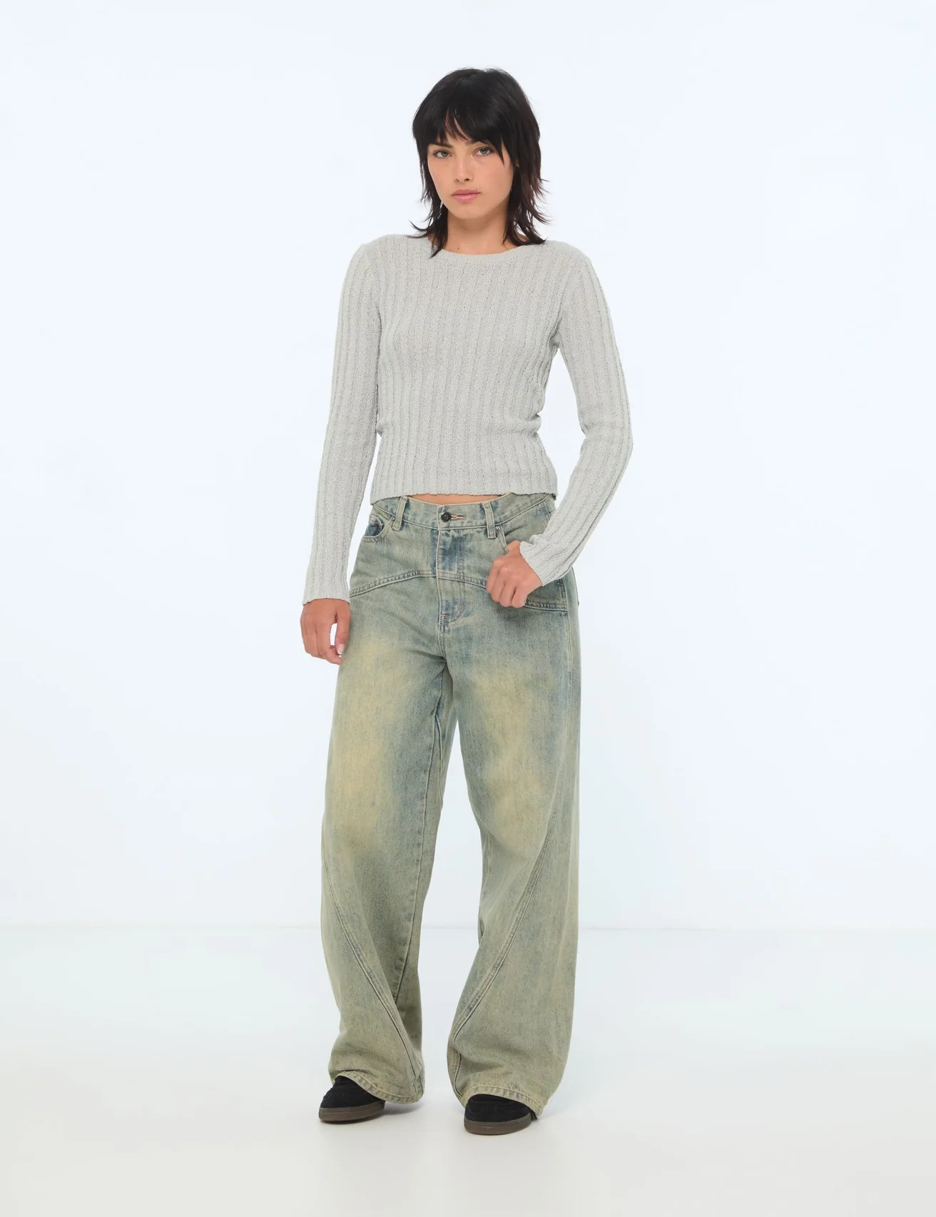 Pull vert clair en maille