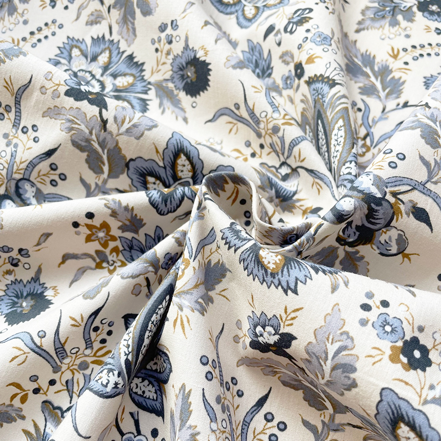 Tissu Coton Au Mètre Ex2455 Indienne Beige Gris