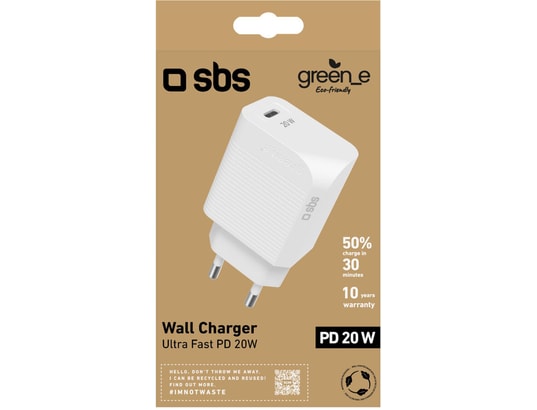 SBS - Chargeur secteur Power Delivery 20W eco responsable