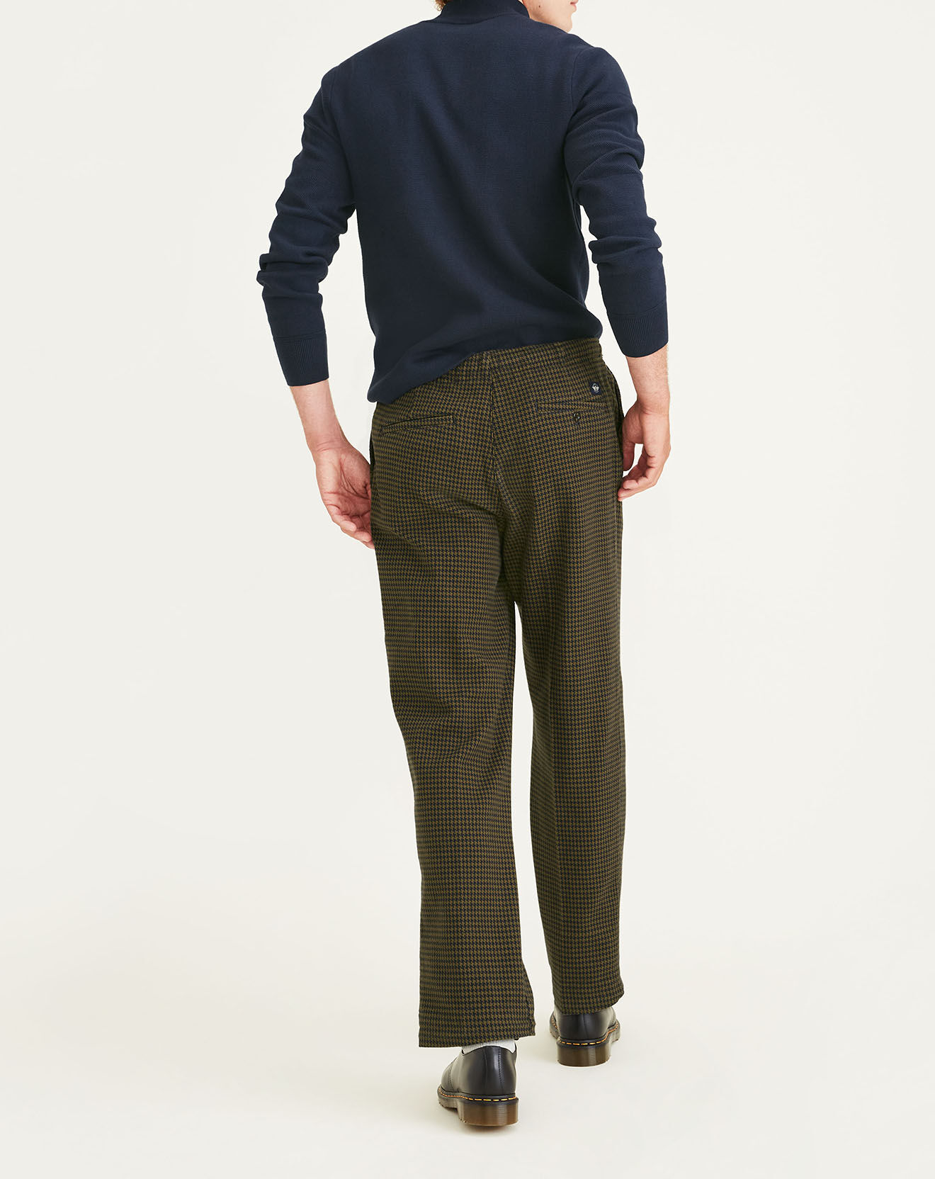 Dockers Pantalon en Coton Bio Pull On imprimé pied-de-poule marron/bleu