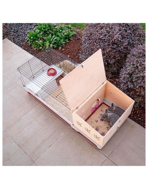 Ferplast Knaagdierenkooi Krolik 140 Plus - Dierenverblijf - 142x60x50 cm Grijs Rood