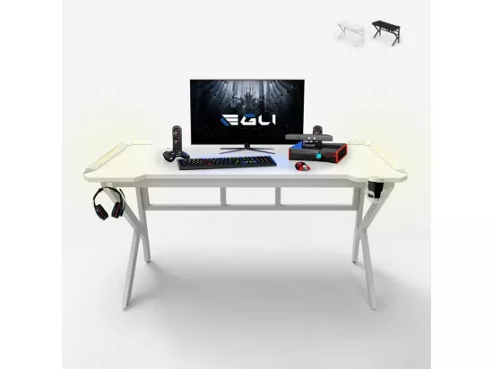 Bureau gamer LED carbone porte-gobelet design ergonomique 120x60 LIMON