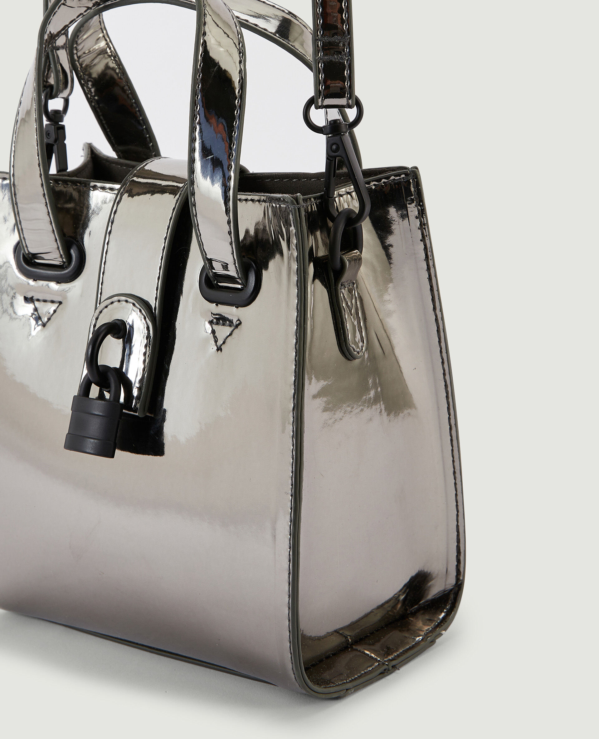 Sac boxy avec petit cadenas - Gris foncé