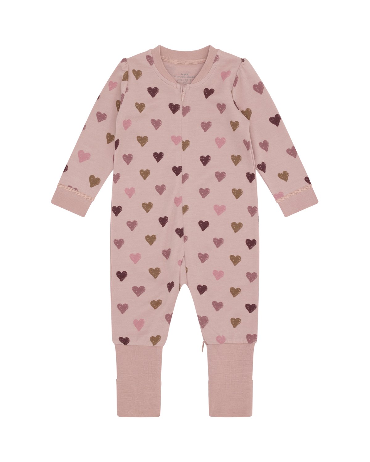 Ullpysj Baby – Heldrakt to-veis glidelås og trylleføtter – Ull/Bambusviskose | Manu Hearts Puff