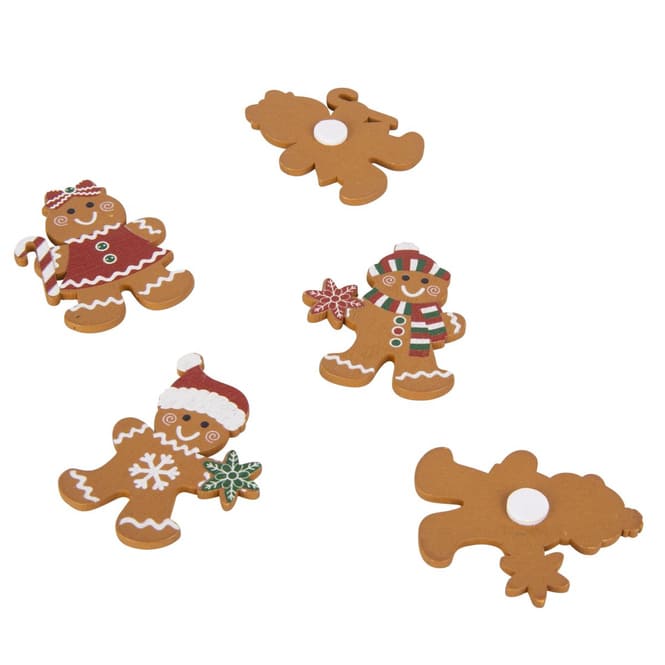 Dekohänger Lebkuchenfiguren - braun/weiß/rot - ca. 4,5 cm - 24 Stück