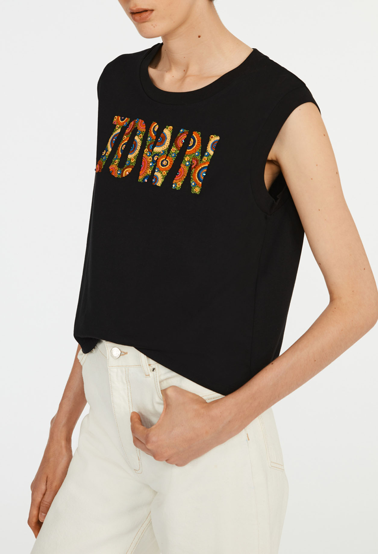 T-shirt brode en coton