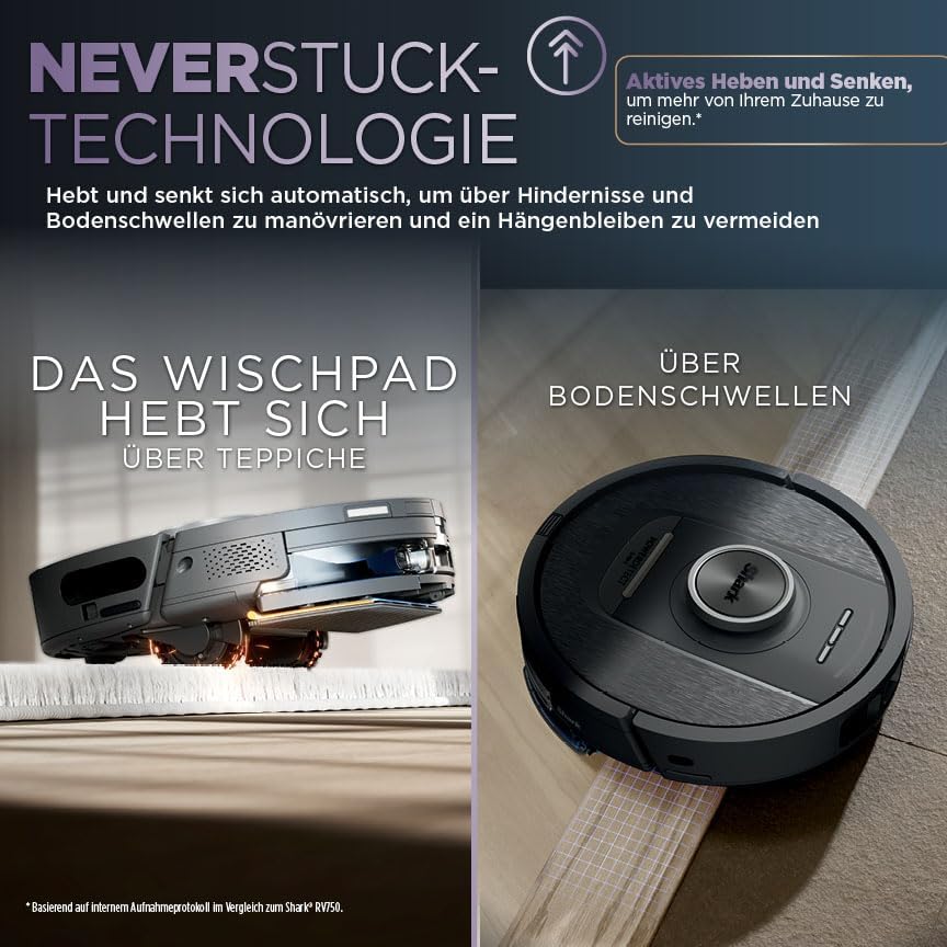 Shark PowerDetect 2-in-1 Saugroboter & Wischroboter, NeverTouch Pro 60-Tage-Selbstentleerung, selbständiges Nachfüllen, 3D-/ LiDAR-Navigation, NeverStuck, App-Steuerung, Schwarz RV2800YEEU