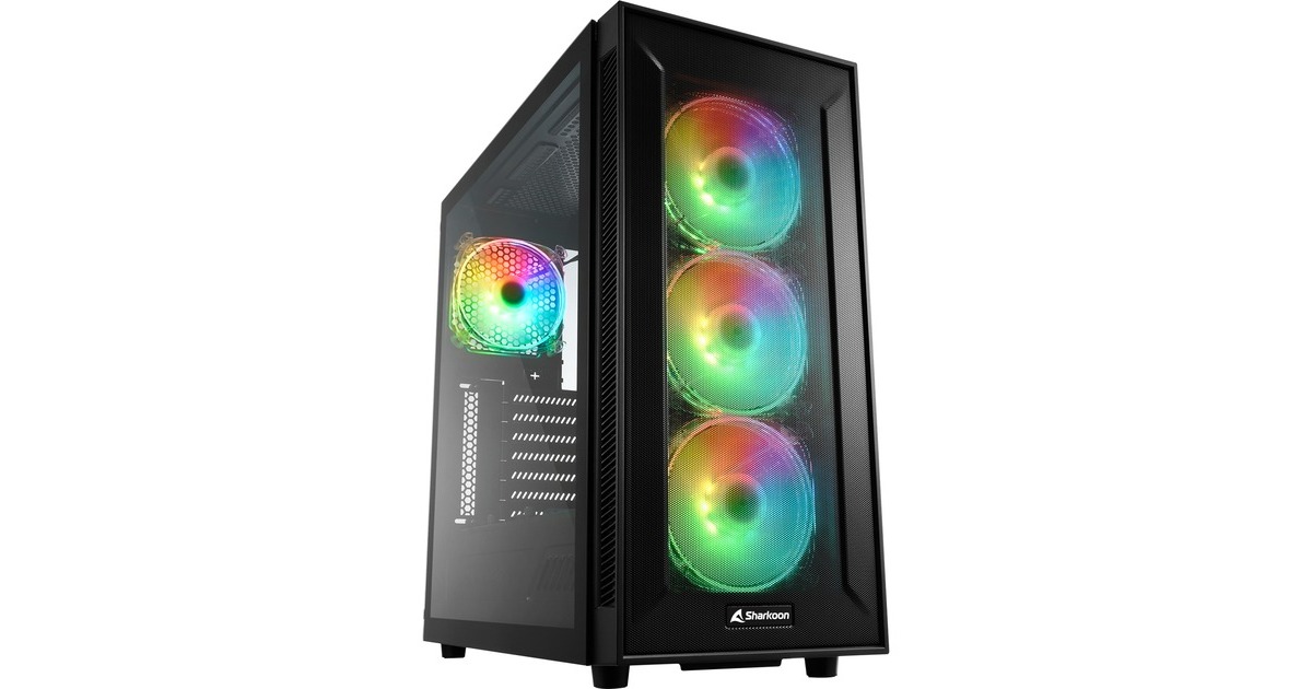 SharkoonTG6M RGB midi tower behuizing  (Zwart | 4x USB-A | RGB | Window)