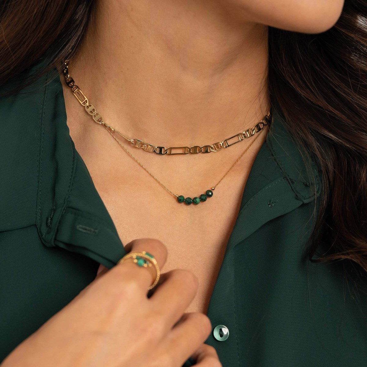 Collier Isa Pierres Malachite