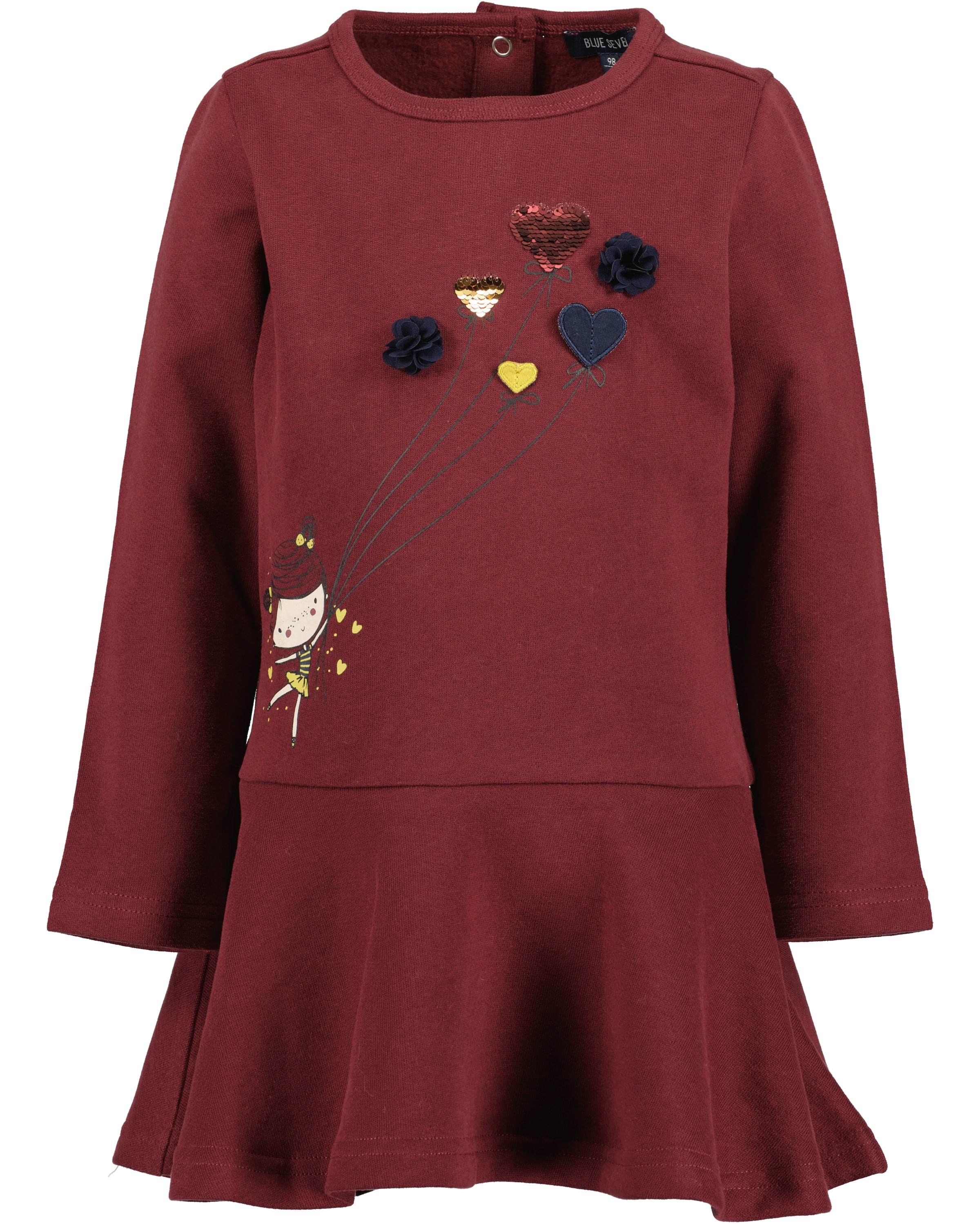 Blue Seven Sweatkleid mit tollem Frontmotiv mit Wechselpailletten und Tüllapplikation