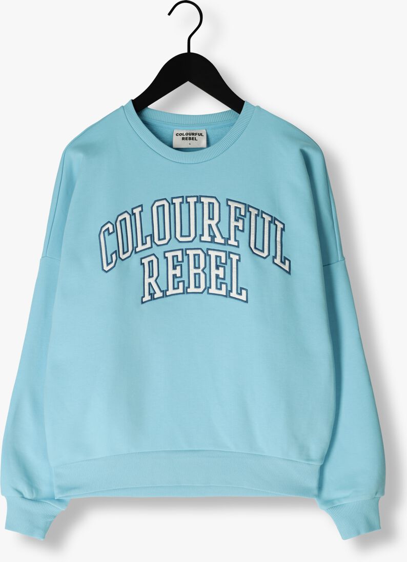 COLOURFUL REBEL lichtblauwe colourful rebel sweater cr patch dropped sweat