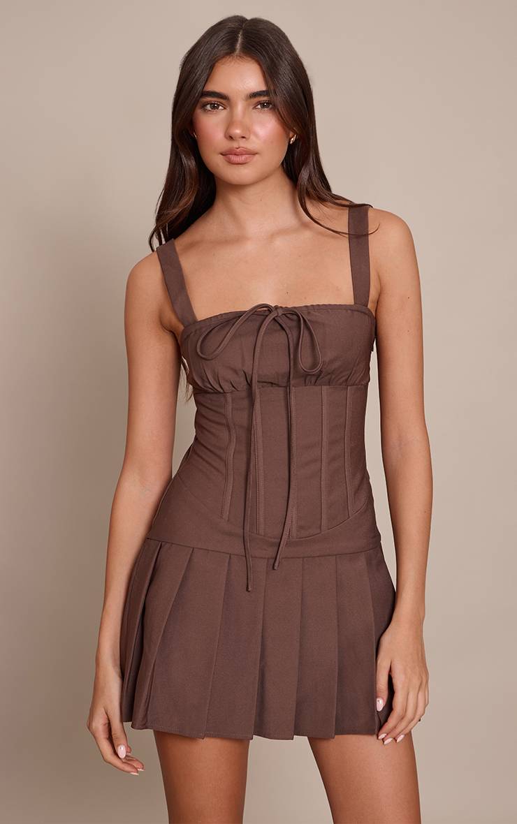 Marron Robe Moulante En Popeline De Coton Chocolat