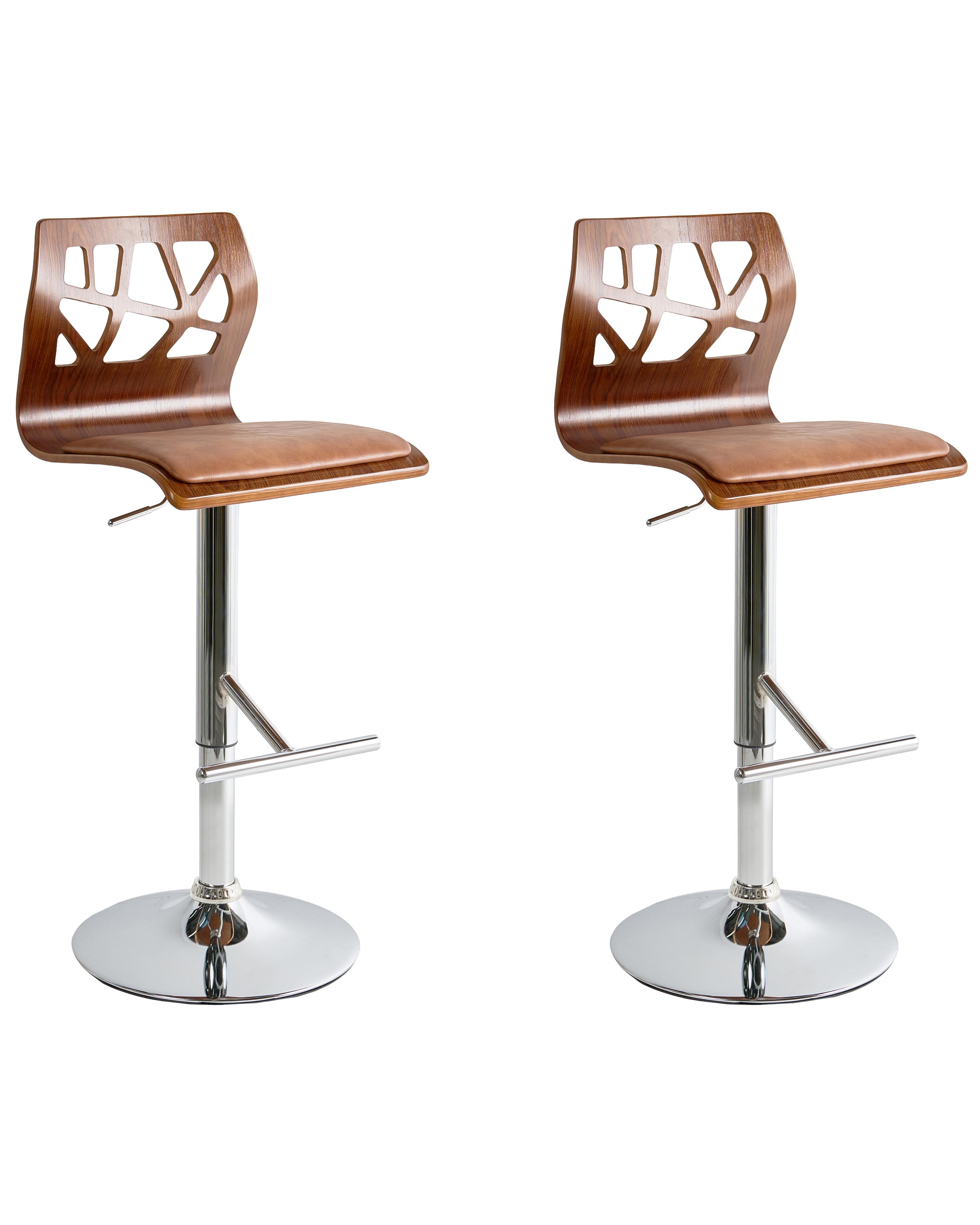 Set van 2 barstoelen PETERSBURG Kunstleer Bruin/zilver