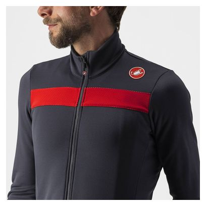 Maillot Castelli Puro 3 Fz GrisFoncé / Rouge Reflex