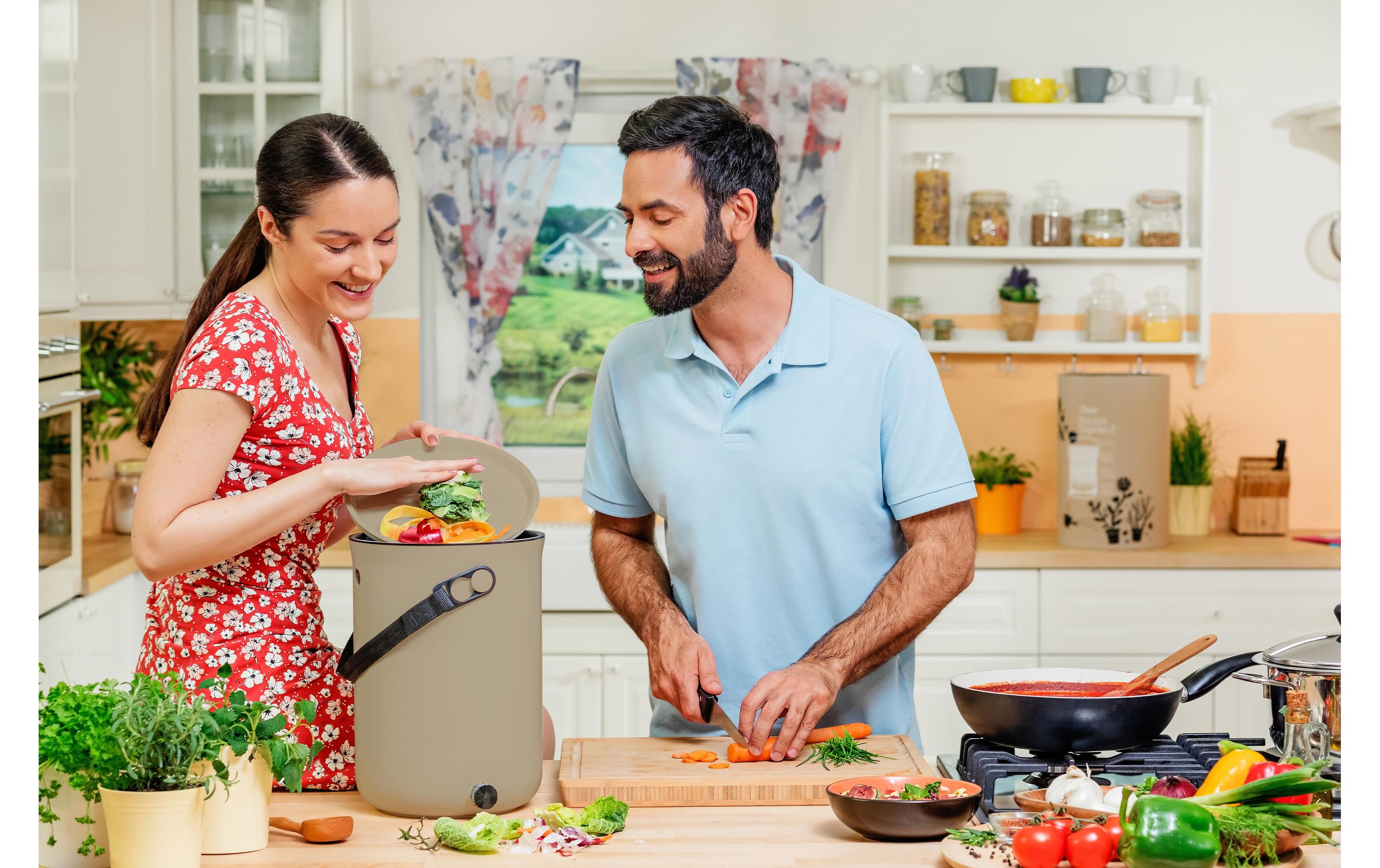 Komposter Organko 2, 2er-Set, Beige<br>Küchenkompostbehälter zur natürlichen Herstellung von Kompost
