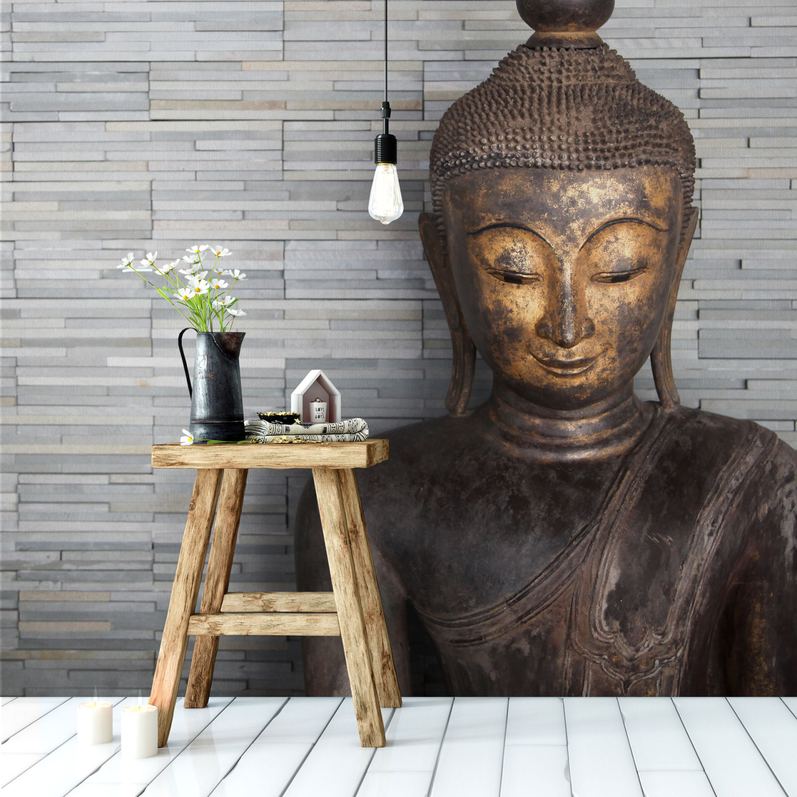 Fototapete DESIGNWALLS 2.0 - braun-grau - Buddha - 2,6 Meter