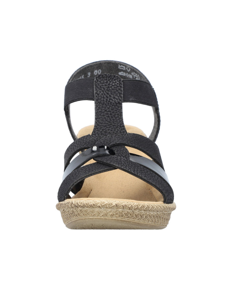Rieker sandal på hæl - Sort