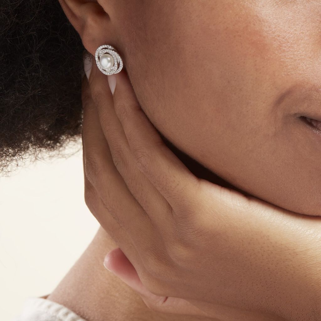 Boucles D'oreilles Pendantes Rosalina Argent  Perle Culture Et Oxyde