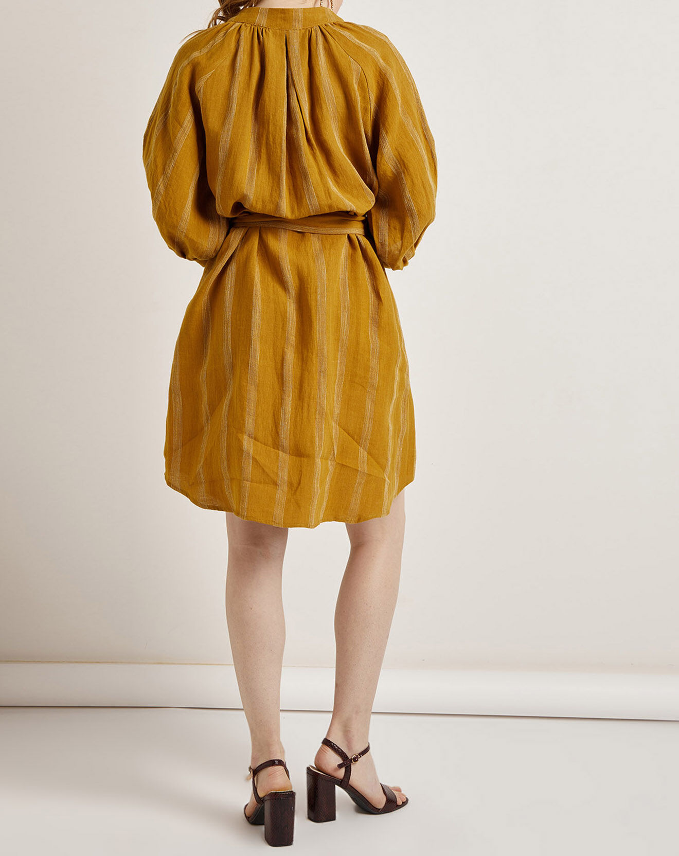 See u Soon Robe 100% Lin Alice jaune moutarde