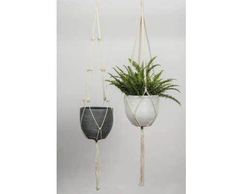 Macramé plantenhanger L 120 cm katoen wit