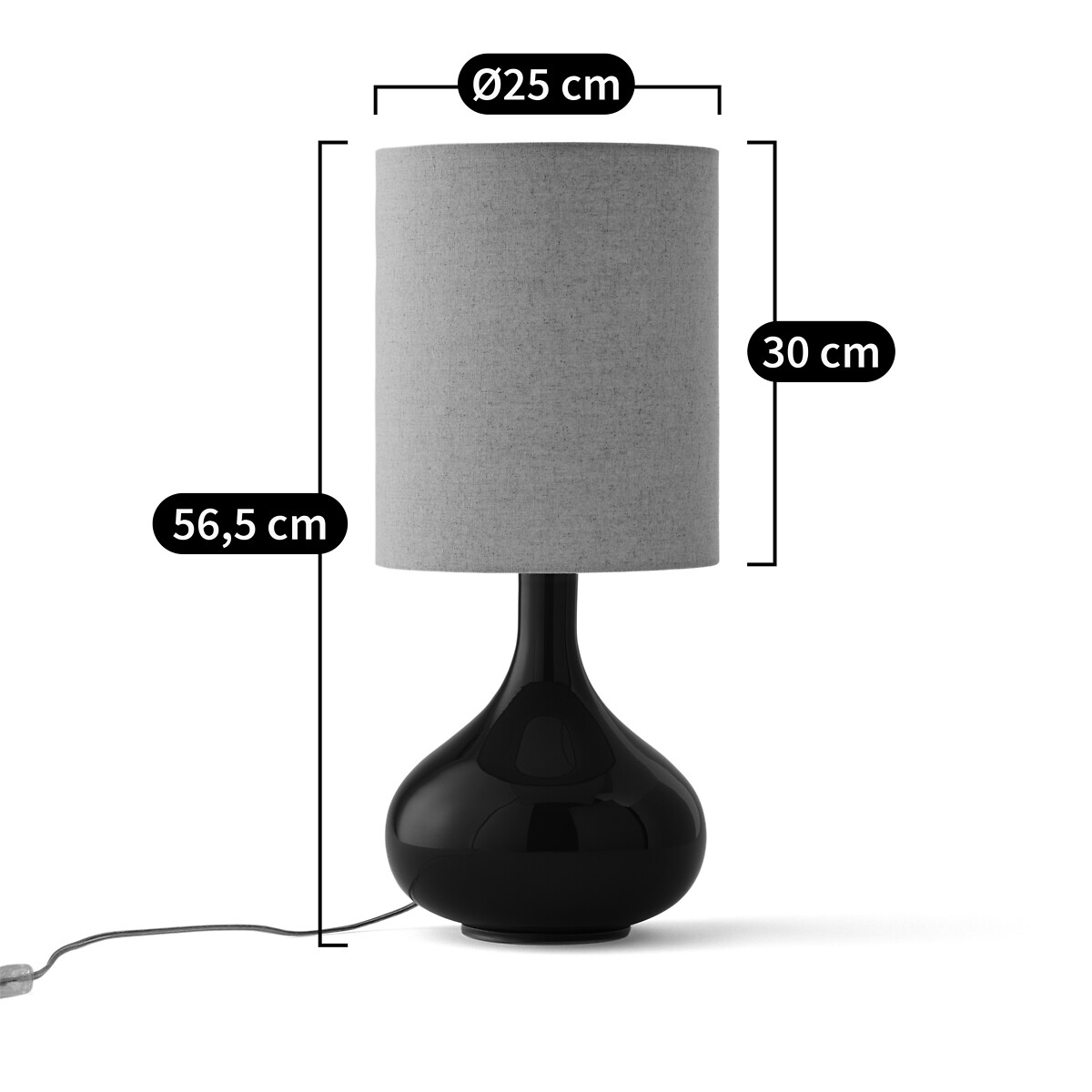 LA REDOUTE INTERIEURS<br>Candeeiro de mesa em vidro e linho, Juna